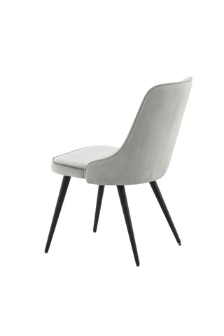 Velvet Deluxe Dining Chair 2-pack - Svarta ben / Ljusgrå sammet