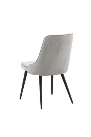 Velvet Deluxe Dining Chair 2-pack - Svarta ben / Ljusgrå sammet