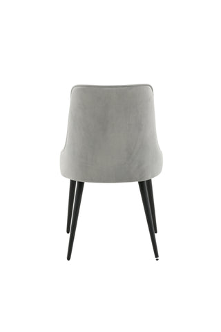 Velvet Deluxe Dining Chair 2-pack - Svarta ben / Ljusgrå sammet