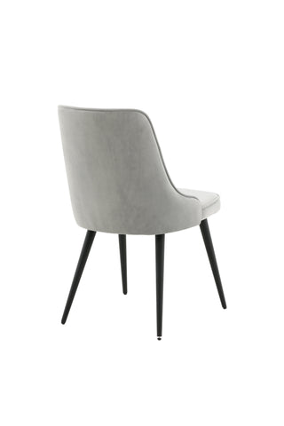 Velvet Deluxe Dining Chair 2-pack - Svarta ben / Ljusgrå sammet