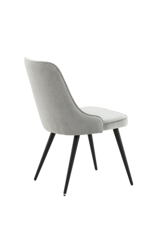 Velvet Deluxe Dining Chair 2-pack - Svarta ben / Ljusgrå sammet