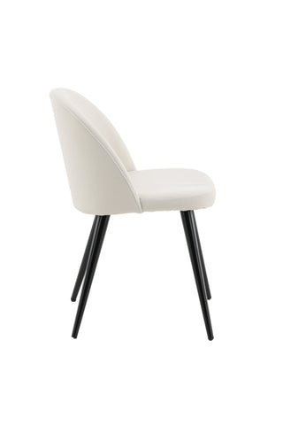Sammetsmatsalsstol 2-pack - Svarta ben / Beige manchester