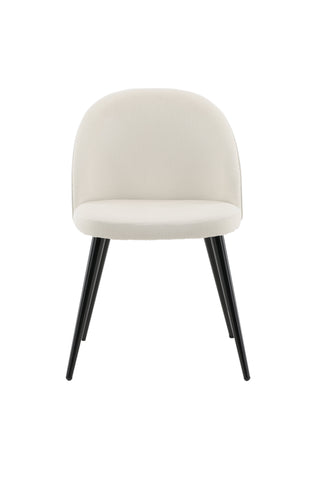 Sammetsmatsalsstol 2-pack - Svarta ben / Beige manchester