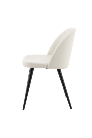 Sammetsmatsalsstol 2-pack - Svarta ben / Beige manchester