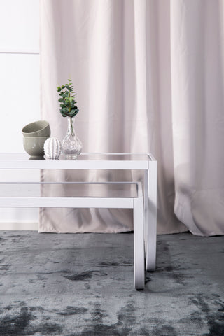 Rocker Soffbord set om 2 - Vit / Grå Smokey glas