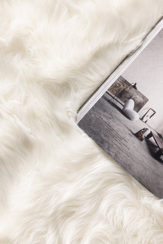 Venture Home Katy Polyester fuskpäls - 230*160- -Rektangulär-Vit