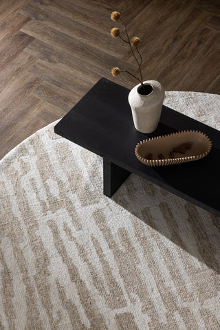 Venture Home Milos Mikropolyester - 200*200- -Rund-Vit/Beige