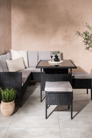 Venture Home Knock - Hörnsoffa- Svart/Grå - Wicker -