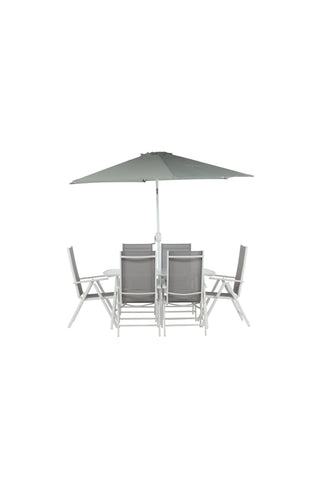 Venture Home Brekki - Dining Set inc. Paraply- Vit - Aluminium -