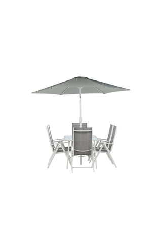 Venture Home Brekki - Dining Set inc. Paraply- Vit - Aluminium -