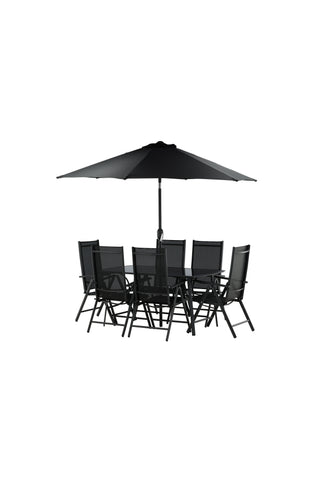 Venture Home Brekki - Dining Set inc. Paraply- Svart - Aluminium -c