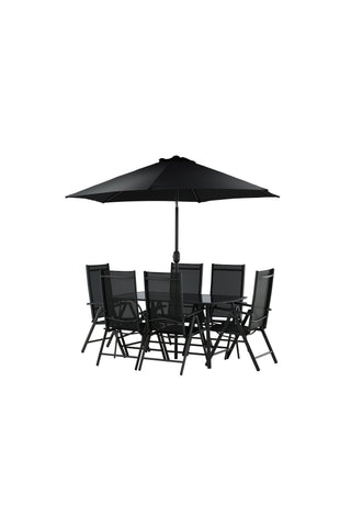 Venture Home Brekki - Dining Set inc. Paraply- Svart - Aluminium -c