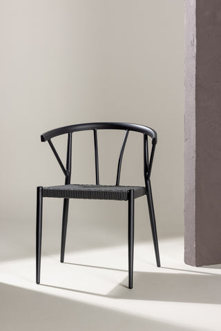 Venture Home Stina - Matstol 6-pack - Svart - Alu/Wicker