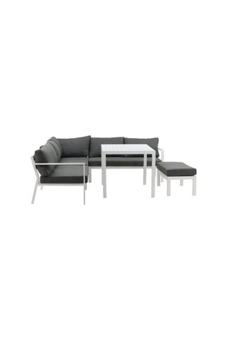 Venture Home Ramos - Hörnsoffa- Vit / Grå - Aluminium -