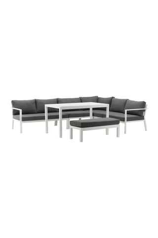 Venture Home Ramos - Hörnsoffa- Vit / Grå - Aluminium -