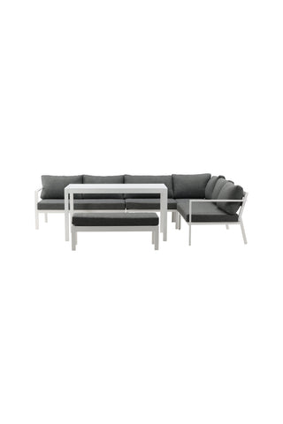 Venture Home Ramos - Hörnsoffa- Vit / Grå - Aluminium -