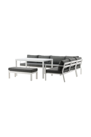 Venture Home Ramos - Hörnsoffa- Vit / Grå - Aluminium -