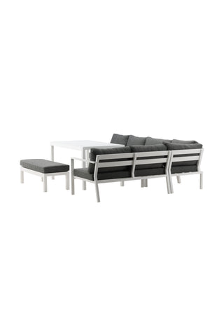 Venture Home Ramos - Hörnsoffa- Vit / Grå - Aluminium -