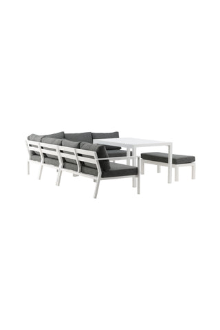 Venture Home Ramos - Hörnsoffa- Vit / Grå - Aluminium -