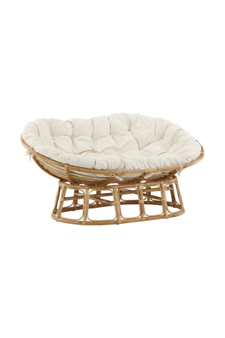 Venture Home Mamasan Rattan Love Seat Nature - Dubbel - Offwhite kudde