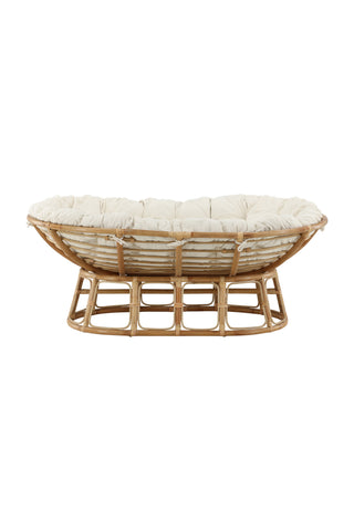 Venture Home Mamasan Rattan Love Seat Nature - Dubbel - Offwhite kudde