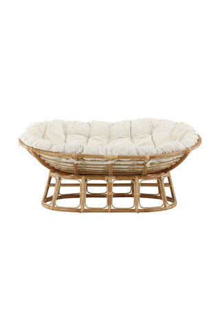Venture Home Mamasan Rattan Love Seat Nature - Dubbel - Offwhite kudde