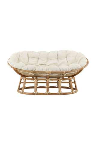 Venture Home Mamasan Rattan Love Seat Nature - Dubbel - Offwhite kudde