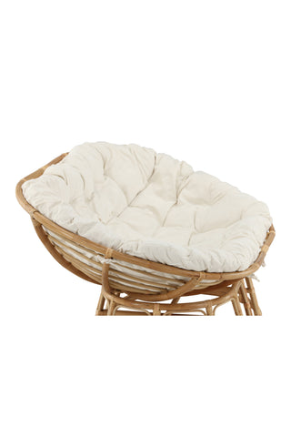 Venture Home Mamasan Rattan Love Seat Nature - Dubbel - Offwhite kudde