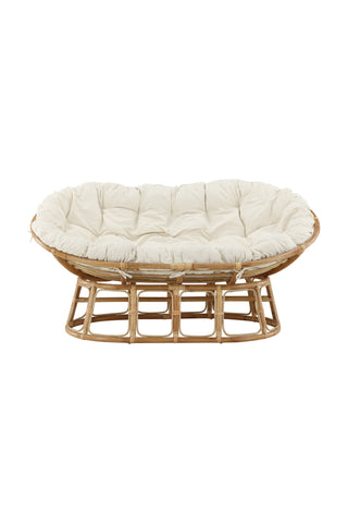 Venture Home Mamasan Rattan Love Seat Nature - Dubbel - Offwhite kudde