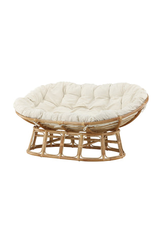 Venture Home Mamasan Rattan Love Seat Nature - Dubbel - Offwhite kudde