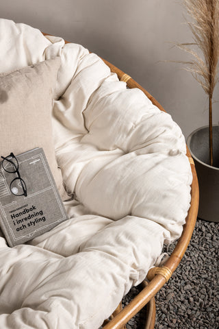 Venture Home Mamasan Rattan Love Seat Nature - Dubbel - Offwhite kudde