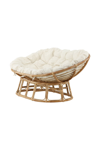 Venture Home Mamasan Rattan Love Seat Nature - Dubbel - Offwhite kudde