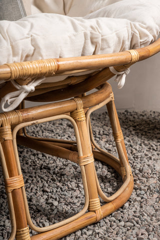 Venture Home Mamasan Rattan Love Seat Nature - Dubbel - Offwhite kudde