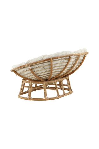 Venture Home Mamasan Rattan Love Seat Nature - Dubbel - Offwhite kudde