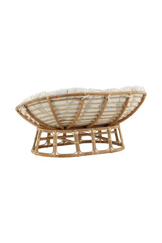 Venture Home Mamasan Rattan Love Seat Nature - Dubbel - Offwhite kudde