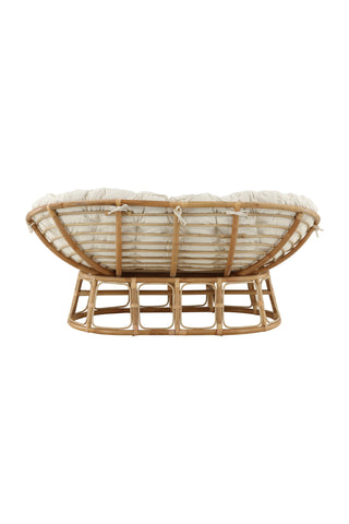 Venture Home Mamasan Rattan Love Seat Nature - Dubbel - Offwhite kudde