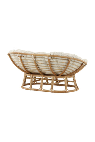 Venture Home Mamasan Rattan Love Seat Nature - Dubbel - Offwhite kudde