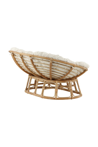 Venture Home Mamasan Rattan Love Seat Nature - Dubbel - Offwhite kudde