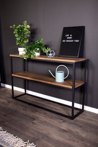 Venture Home Rise Sidobord Dubbel - Svart / Vintage Teak -look