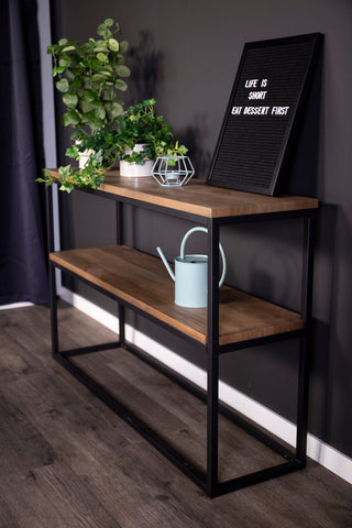 Venture Home Rise Sidobord Dubbel - Svart / Vintage Teak -look