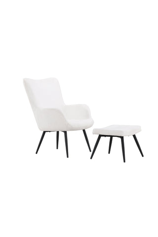 Venture Home Como Enkelsoffa m Ottoman - Svart / Vit Boucle