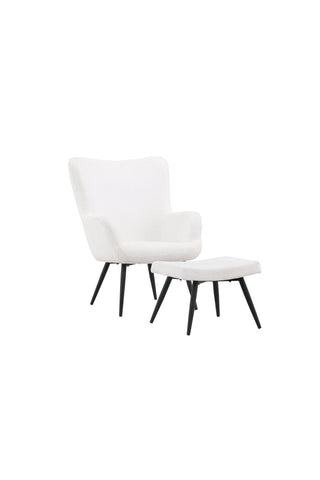 Venture Home Como Enkelsoffa m Ottoman - Svart / Vit Boucle