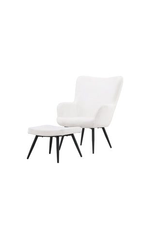 Venture Home Como Enkelsoffa m Ottoman - Svart / Vit Boucle