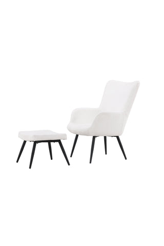 Venture Home Como Enkelsoffa m Ottoman - Svart / Vit Boucle