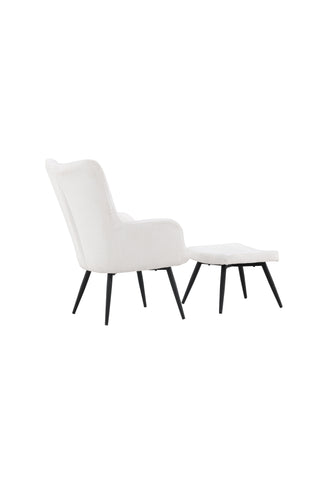 Venture Home Como Enkelsoffa m Ottoman - Svart / Vit Boucle