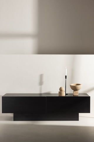 Venture Home Cuenca TV-bänk - Svart / Svart glas Melamin/Glas