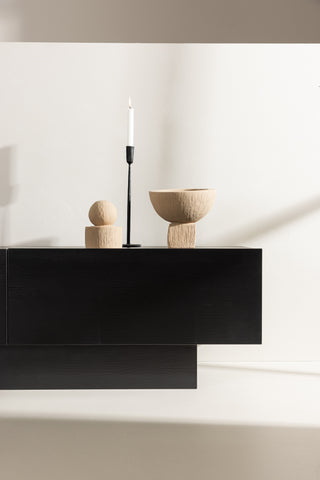 Venture Home Cuenca TV-bänk - Svart / Svart glas Melamin/Glas