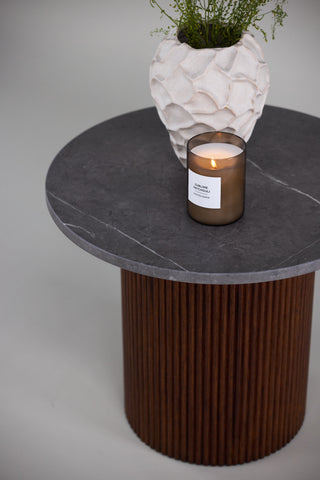 Vind Härön Sidobord - Mörkbrun / Mörkgrå Marblelook