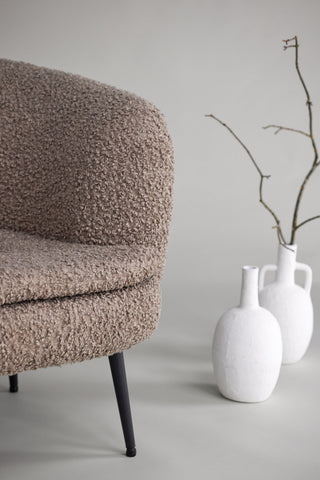 Vind Nordkoster Enkelsoffa - Mattsvart / Mörkbeige Teddy