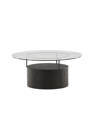 Furniture Fashion Bovall Soffbord - Svart / Klart glas ⌀90